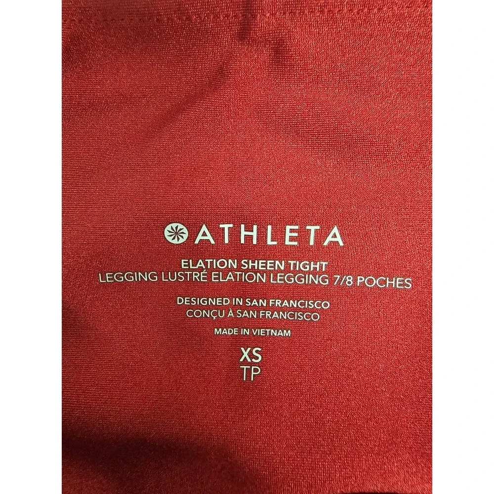 New with tags Athleta Elation Sheen Tight Legging Lustre Sz XS 7/8 Poches Red